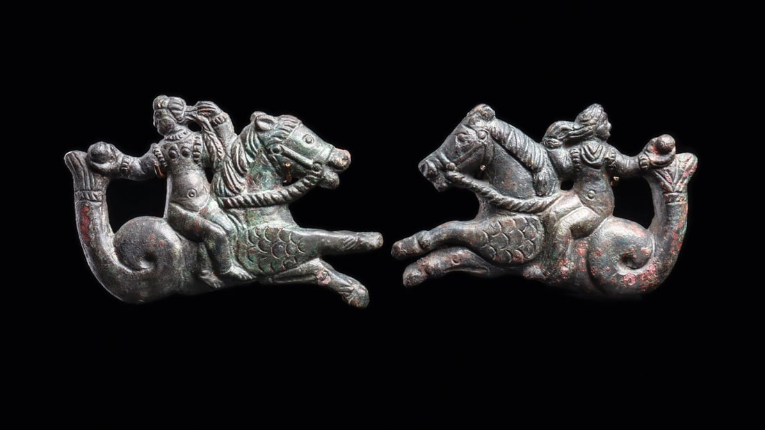 Roman Hippocamp Appliques with Nude Nereids, Matched Pair, 2nd C. BCE - 2nd C. CE (1 of 4)