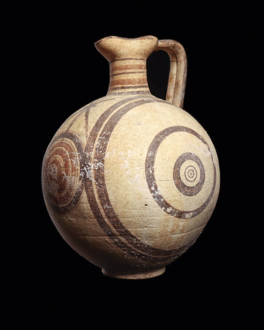 Cypro-Geometric Bichrome Concentric Circle Jug, 1050-700 BCE (1 of 4)