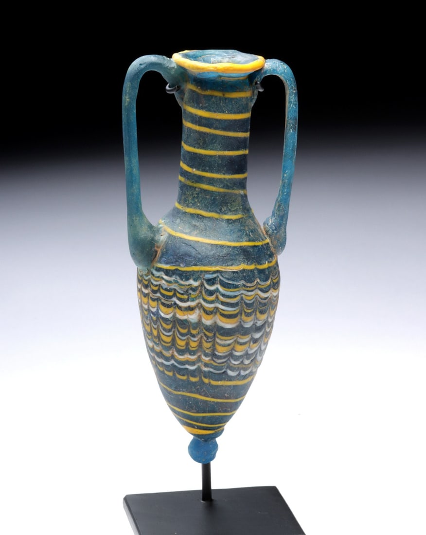 Intact Hellenistic Core-Formed Glass Amphoriskos (1 of 4)