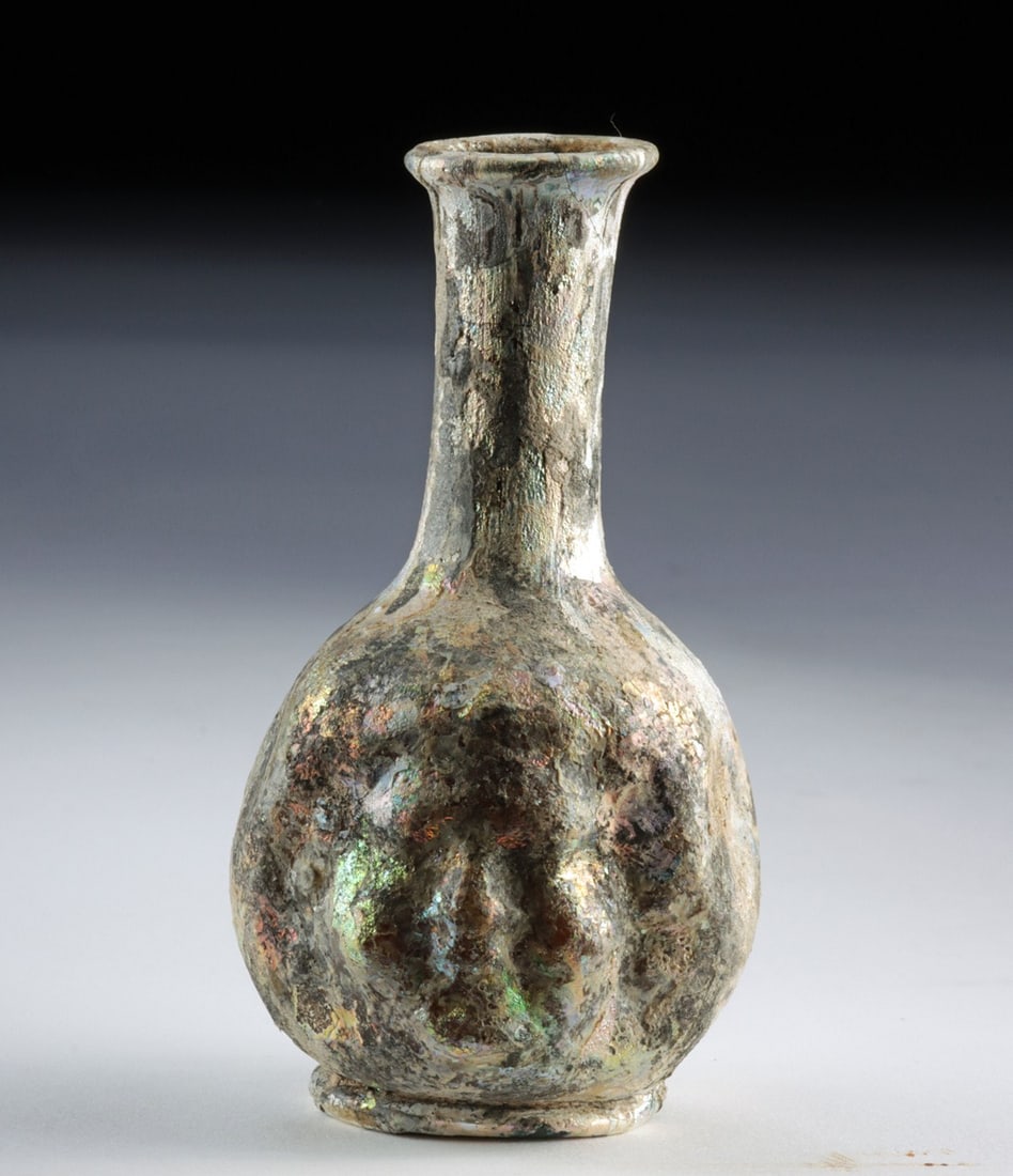 Roman Mold-Blown Cupid Head Glass Flask, Sidon (1 of 6)