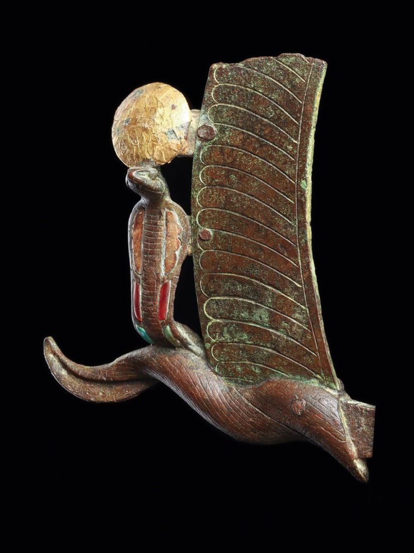 Egyptian Crown Section with Uraeus, Ram Horn and Maat Feather, Late Period (1 of 7)