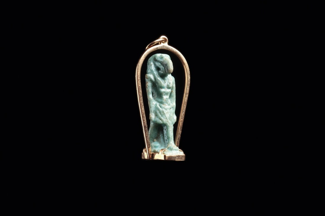 Egyptian Faience Thoth Amulet Pendant, Late Period, Ibis-Headed God (1 of 5)