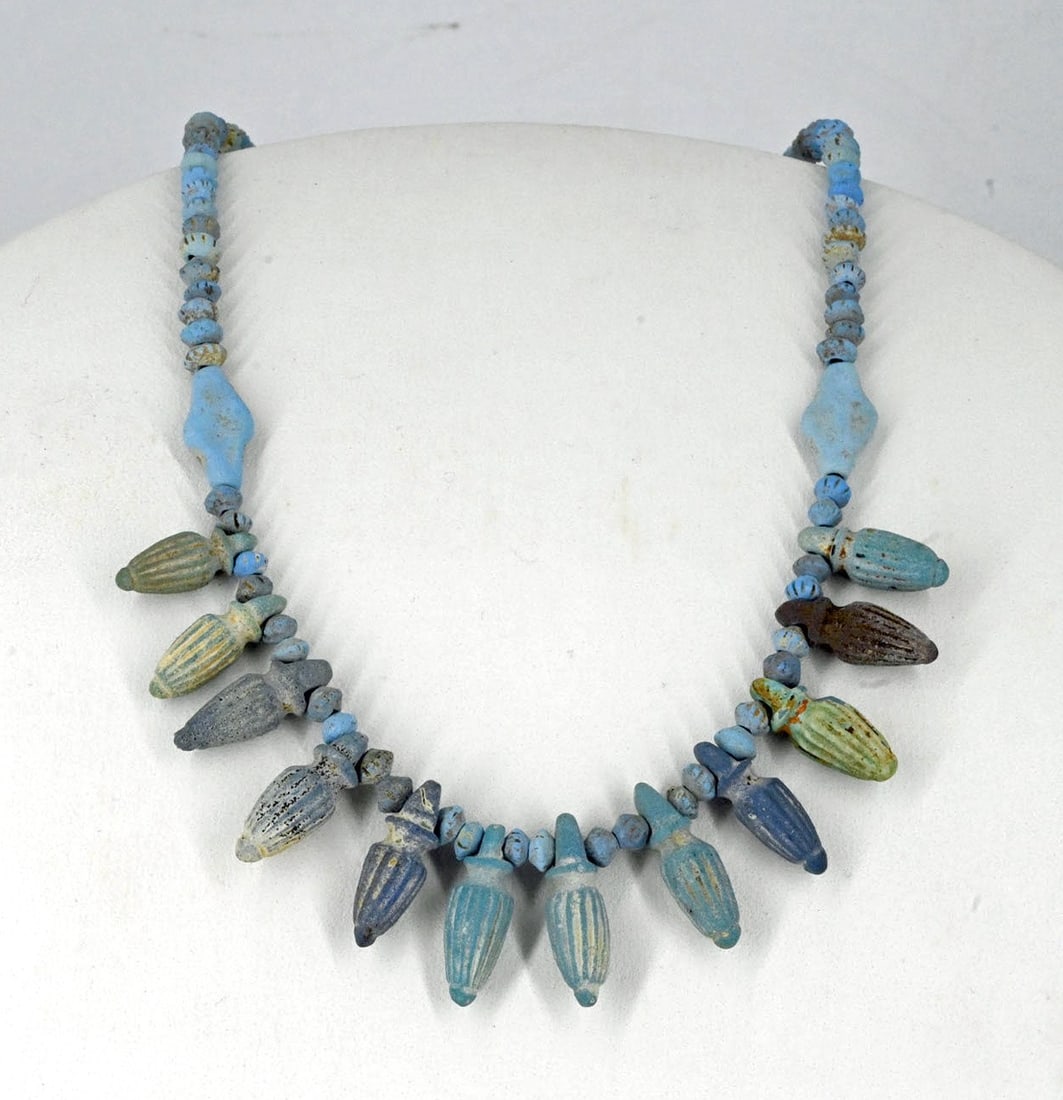 Egyptian Late Dynastic Faience Necklace w/ Amphora Pendants (1 of 2)