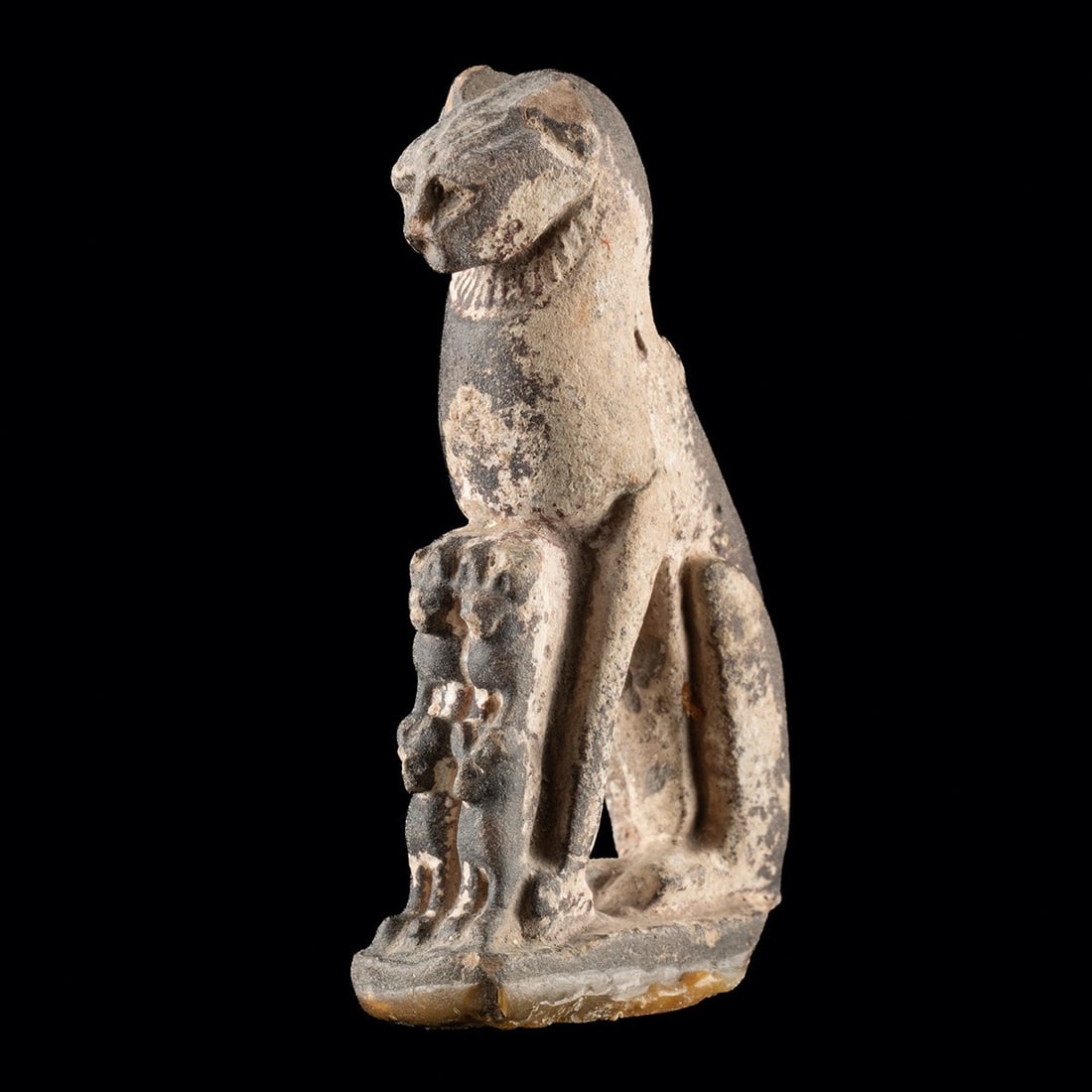 Egyptian Faience Bastet Amulet with Kittens, ex-Mitry (1 of 5)