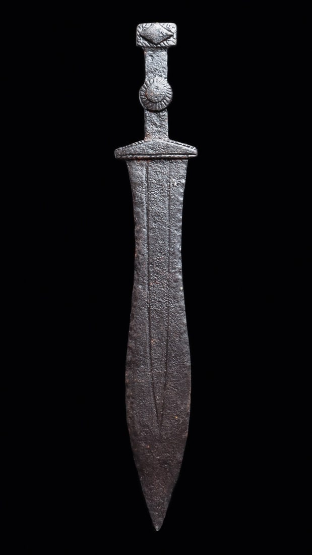 Viking Period Short Sword with Leaf-Shape Blade and Rosette Grip (1 of 6)