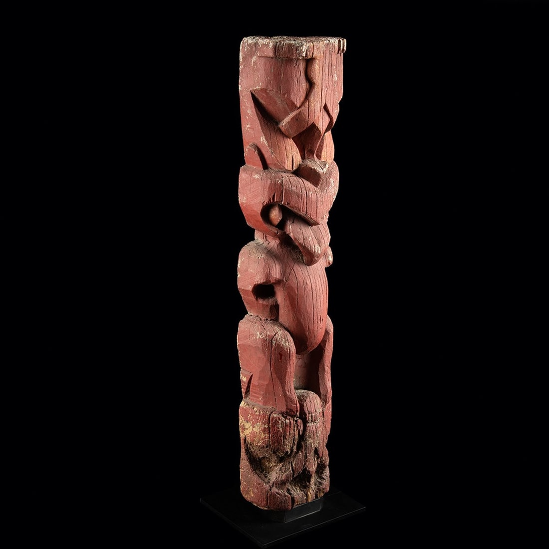 Maori Tekoteko Ancestral Figure, Red Pigment (1 of 4)