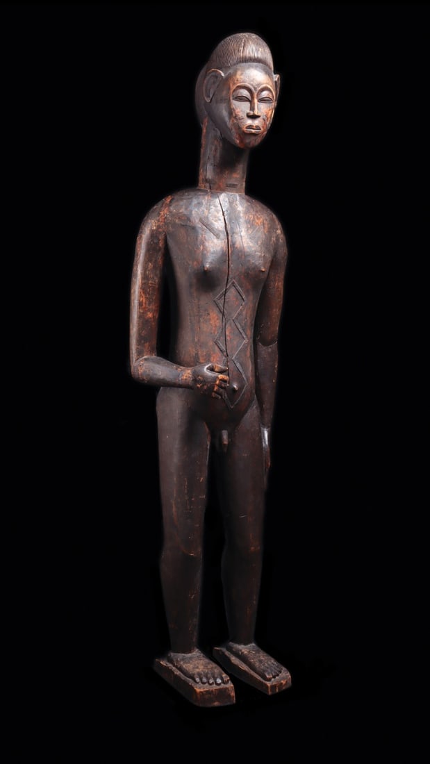 Baule Lifesize Standing Male Figure with Scarification (1 of 10)