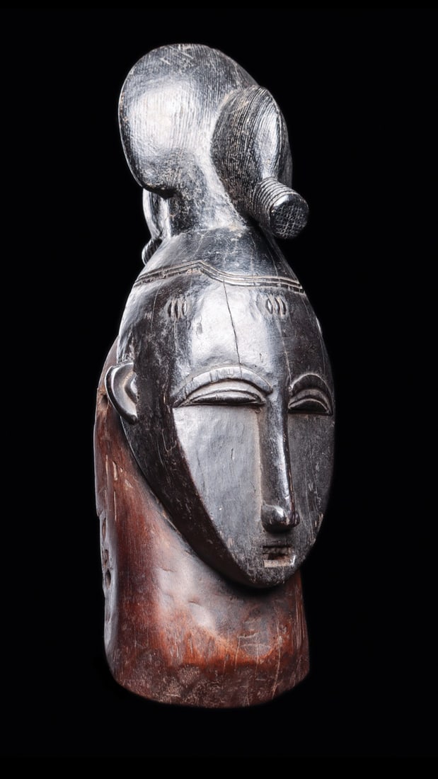 Baule or Guro Face Mask with Elaborate Crested Coiffure, Ivory Coast (1 of 5)