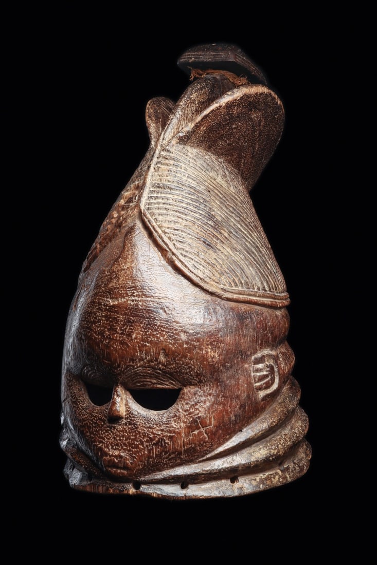 Mende Bundu Sowei Helmet Mask with Tripartite Coiffure (1 of 4)