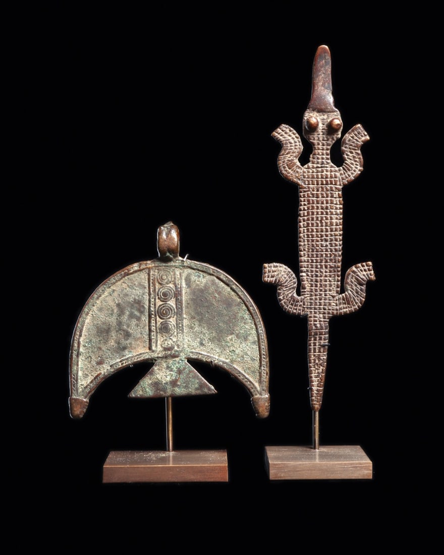 Bwa Nuna Copper Alloy Crocodile and Bird Pendants, Burkina Faso (1 of 3)