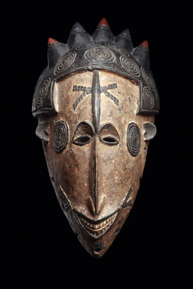 Igbo Agbogho Mmuo Maiden Spirit Mask with Five Horn Coiffure (1 of 4)