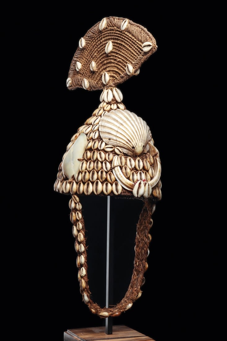 Lega Bwami Society Cowrie Shell Prestige Headdress with Boar Tusks (1 of 9)