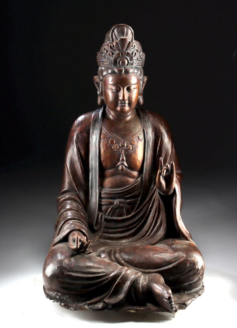 Qing Dynasty Carved Figure | Mahasthamaprapta (Daishizhi): Ca. 1700–1900 CE. East Asia, China, Qing Dynasty, ca. 18th to 19th century CE. This exquisitely carved and exceptionally rare depiction represents Mahasthamaprapta, meaning “He who has obt