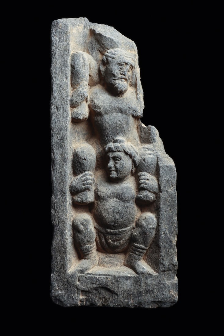Gandharan Schist Frieze Fragment with Atlas Figures (1 of 4)