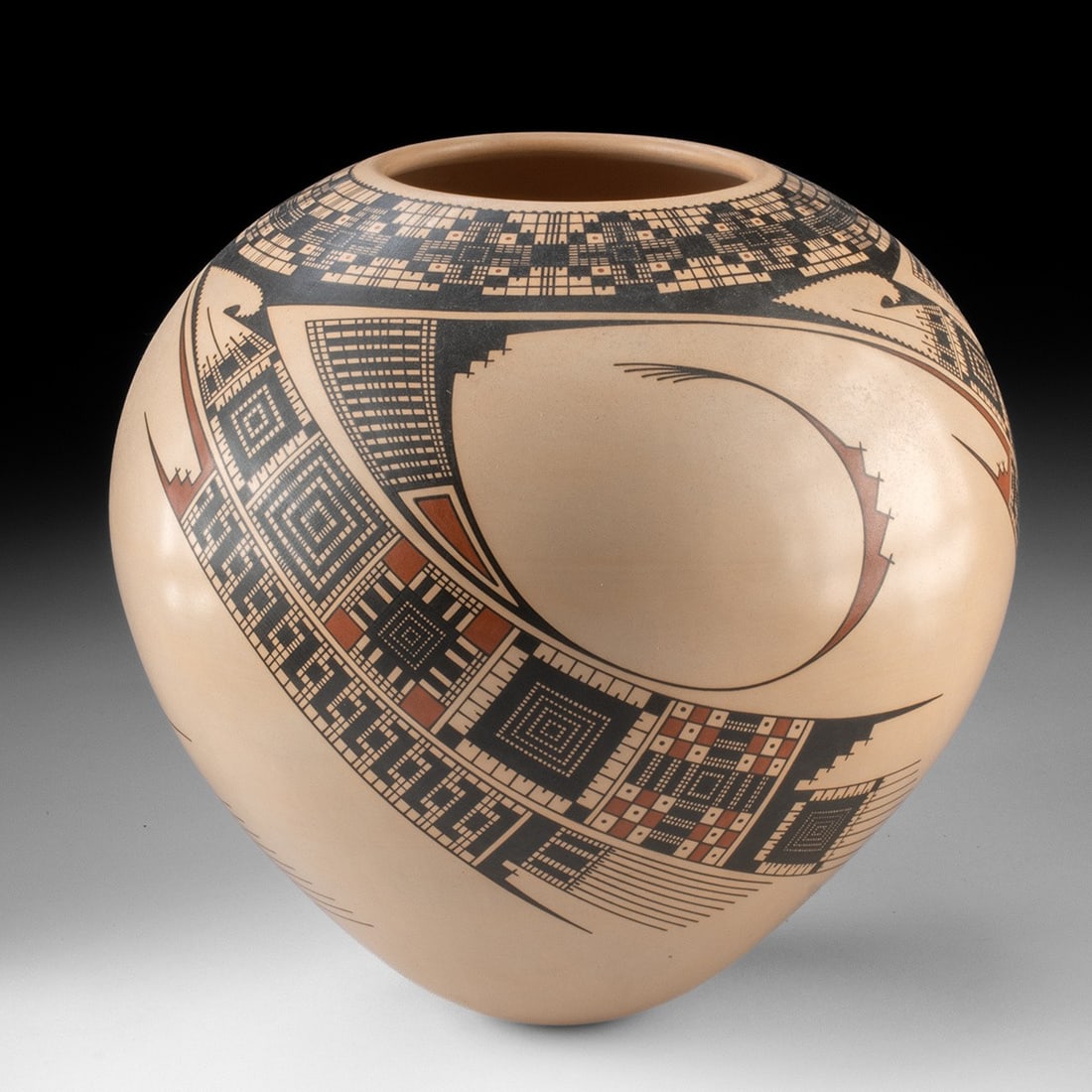 20th C. Mata Ortiz Polychrome Olla by Noe Quezada - Micropattern Geometrics (1 of 4)