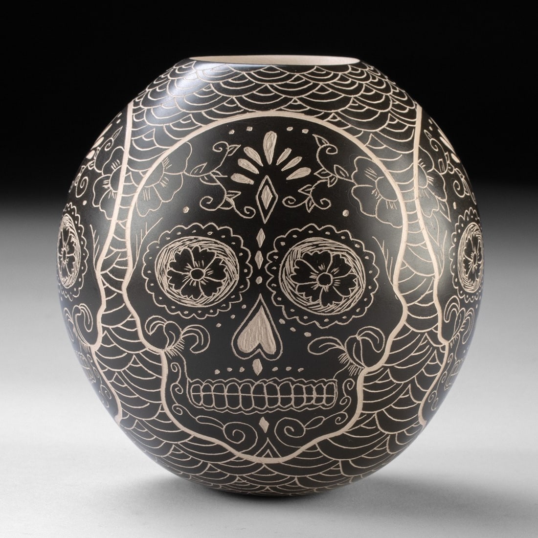 Mata Ortiz Jar w/ Calaveras by Hilario Quezada Sr. (1 of 4)