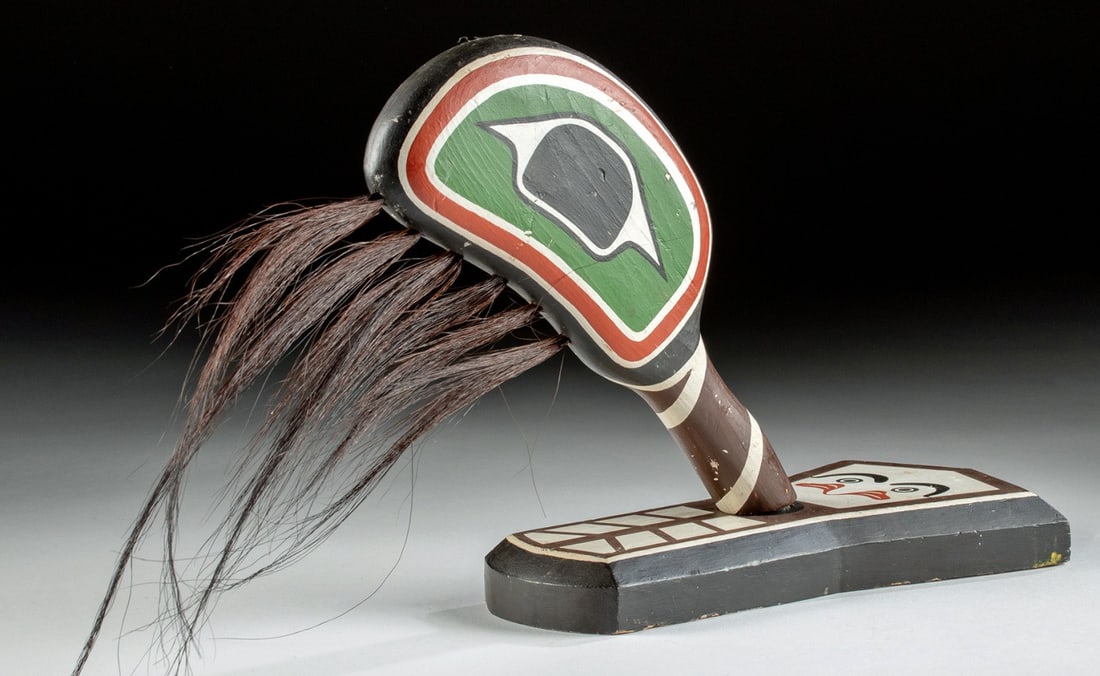 NWC Painted Wood Mussel Rattle by Leonard Scow (1 of 4)