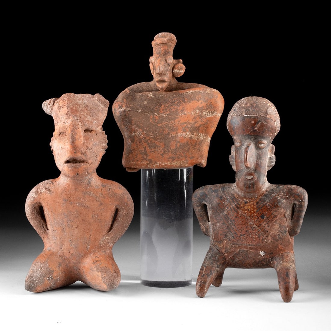 3 Nayarit Pottery Male & Female Seated Figures (1 of 3)