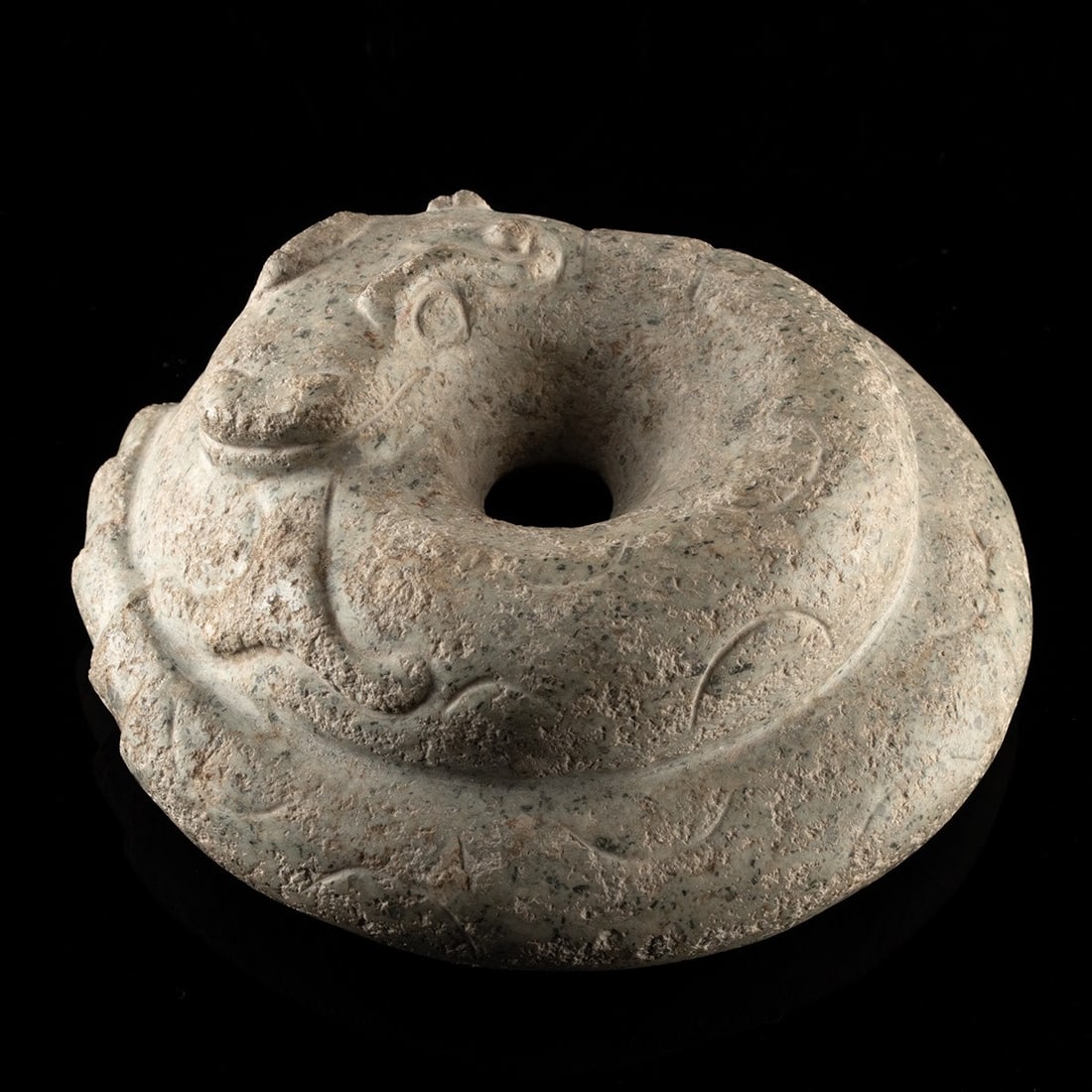 Aztec Jade Coiled Rattlesnake with Bifurcated Tongue (1 of 4)