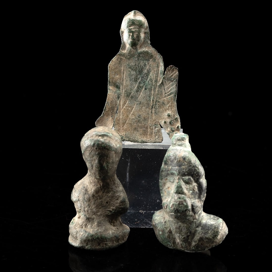 Roman-Byzantine Bronze Busts & Sheet-Cut Figural Plaque (1 of 2)