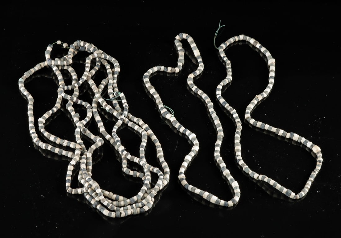 Sumerian Stone, Shell & Faience Bead Necklaces - Six Black & White Strands (1 of 2)
