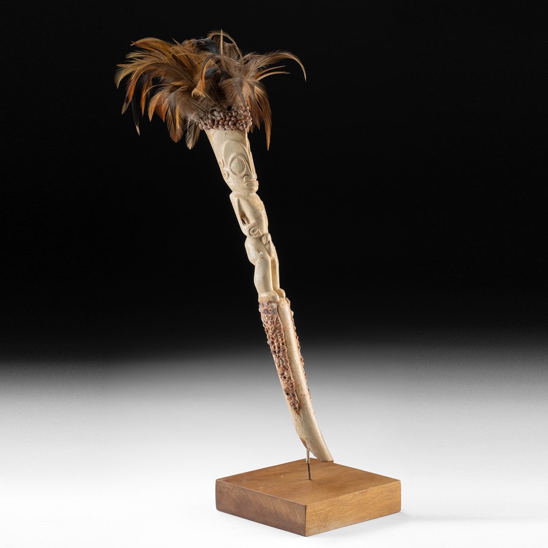Papua New Guinea Cassowary Bone Figural Dagger w/ Plumage & Shells (1 of 4)