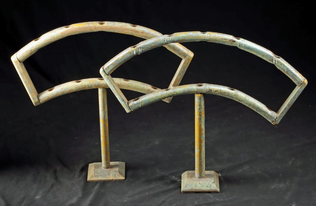 Early Mexican Folk Art Candelabras, Painted Wood (pr) (1 of 2)