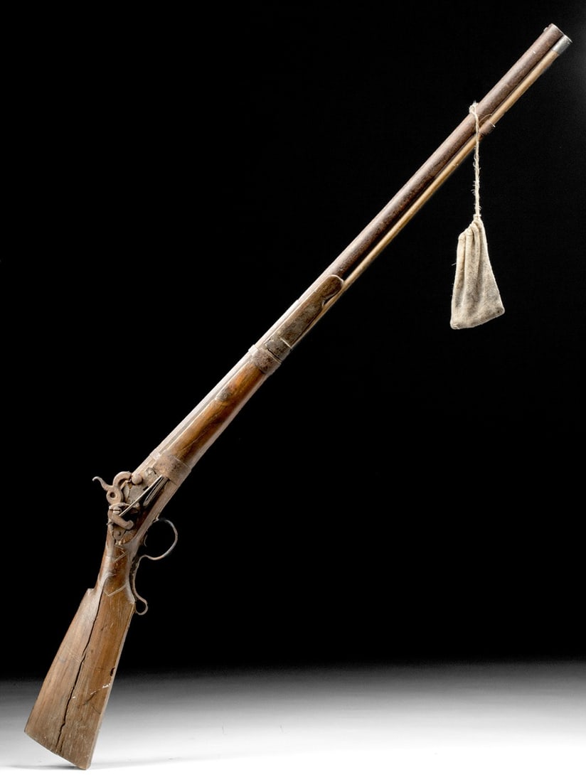 18th C. Spanish Colonial Miquelet-Lock Escopeta & Ammo: Ca. 1770–1820 CE. North America, Spanish Colonial Period, manufactured in Madrid, Spain and found in Espanola, New Mexico, ca. 1770 to 1820 CE. An escopeta - a single-shot, muzzle loading weapon