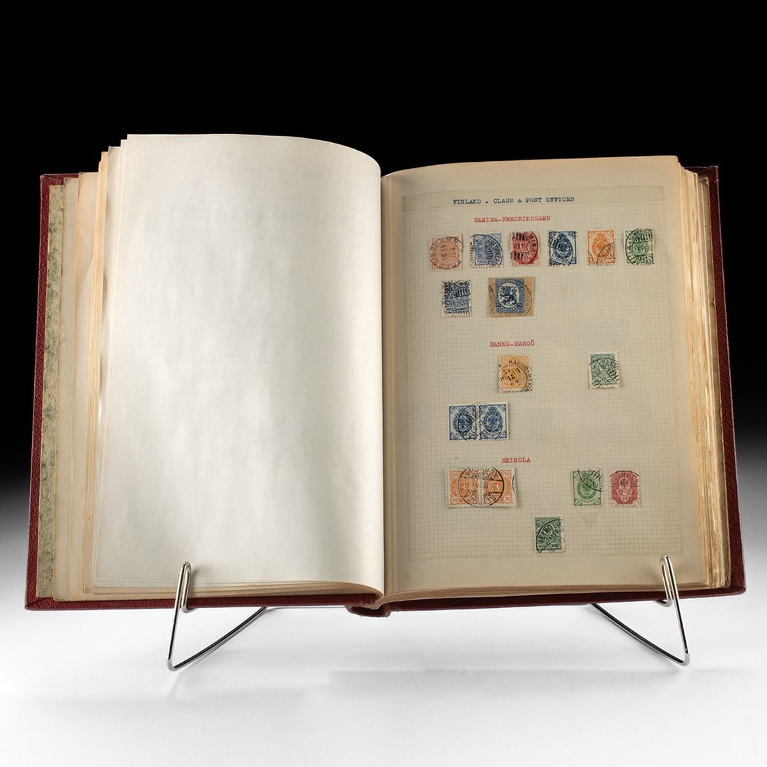 Award Winning Finland Stamp Collection: Northern Europe, Finland, ca. 1900–1933 CE. What an unusual collection! Portfolio of postage stamps all from Finland. Hundreds of stamps, each painstakingly identified and categorized by locatio