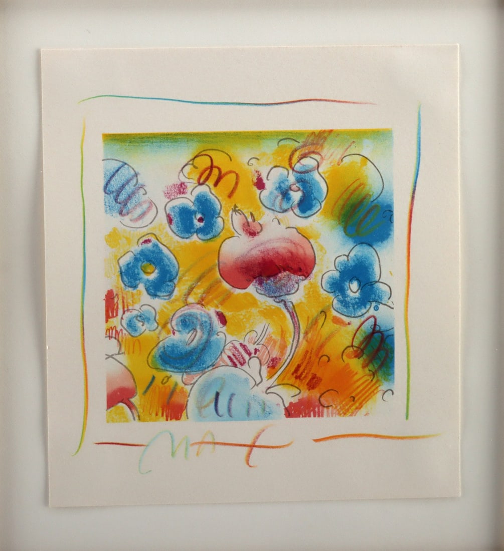 Peter Max Mixed Media Lithograph "Flowers" (1993) (1 of 3)