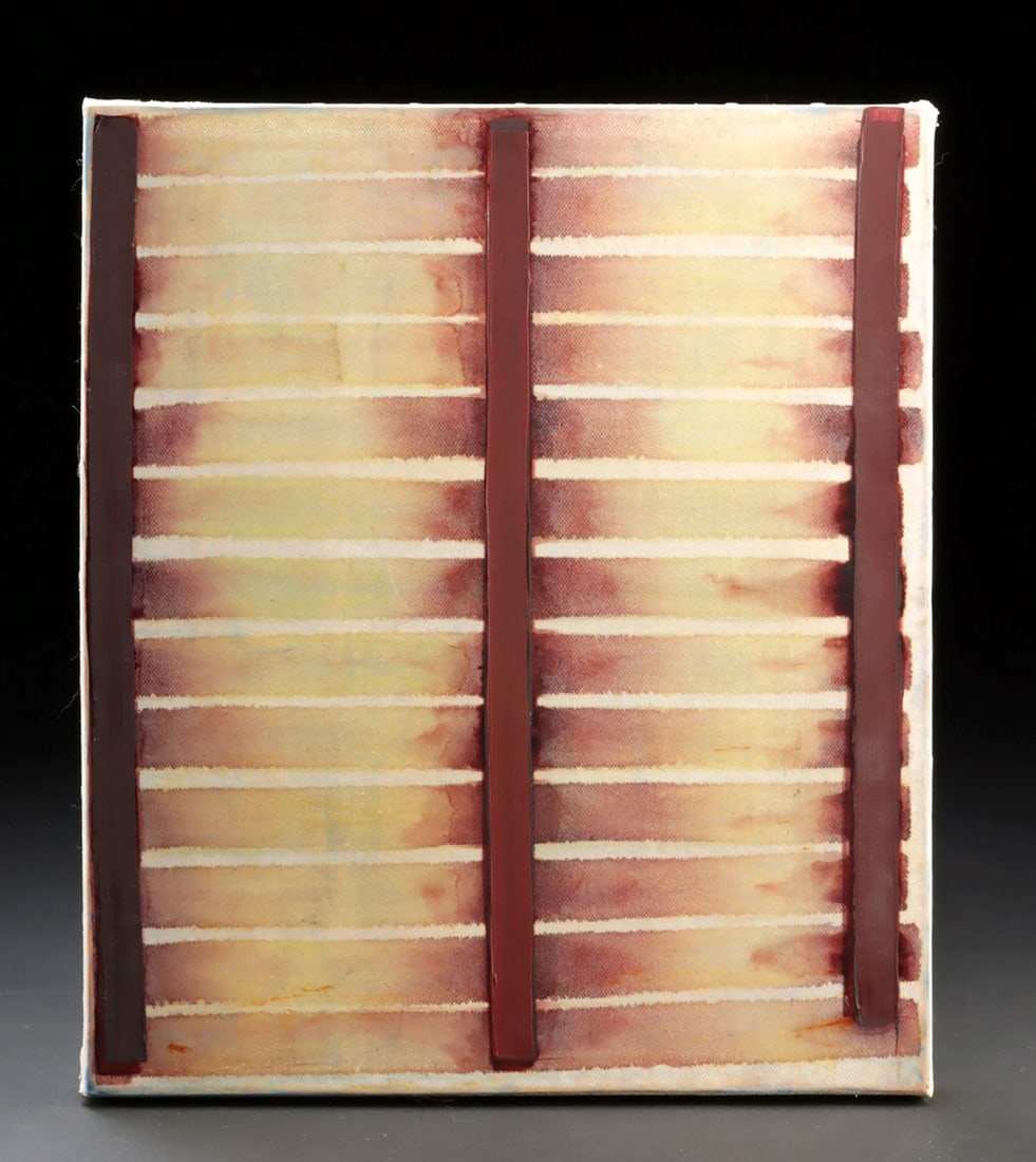 Johnnie Winona Ross "Roswell, New Mexico" (1995): Ca. 1992–1994 CE. Johnnie Winona Ross (American, b. 1949). "Roswell, New Mexico" mixed media, 1995. Hand signed and dated "12 '95" on stretcher. Title handwritten on stretcher. Also signed on le