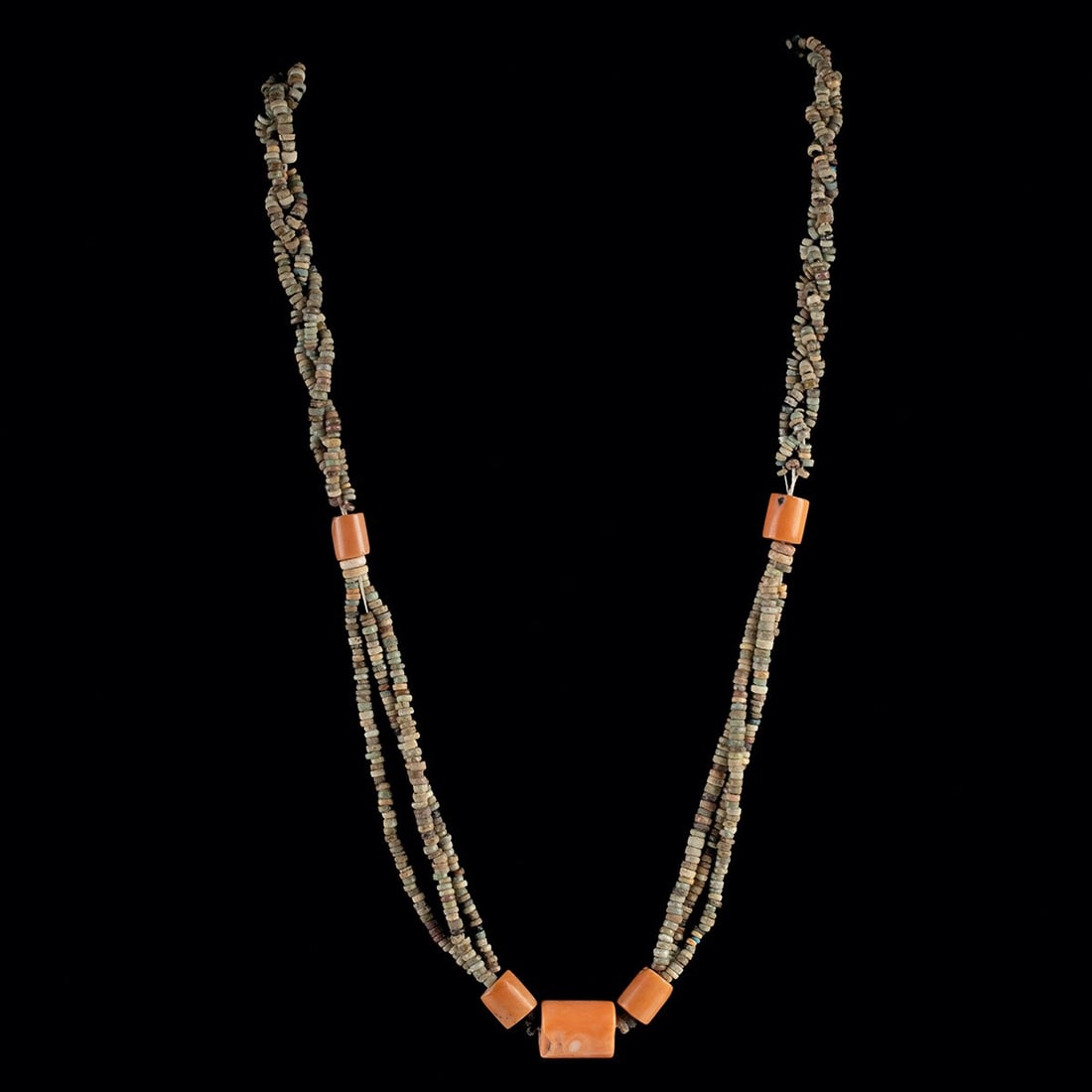 Ancient Egyptian Faience & Coral Bead Necklace (1 of 3)