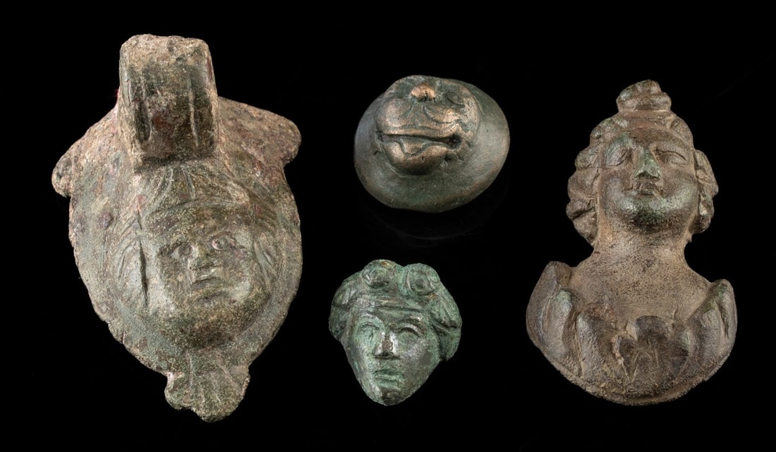 Roman Bronze Miniature Busts - Figures & Lion (1 of 2)