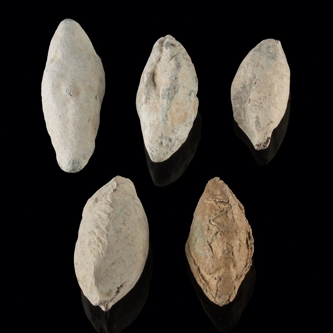 Five Roman Lead Sling Bullets - One Inscribed (1 of 2)