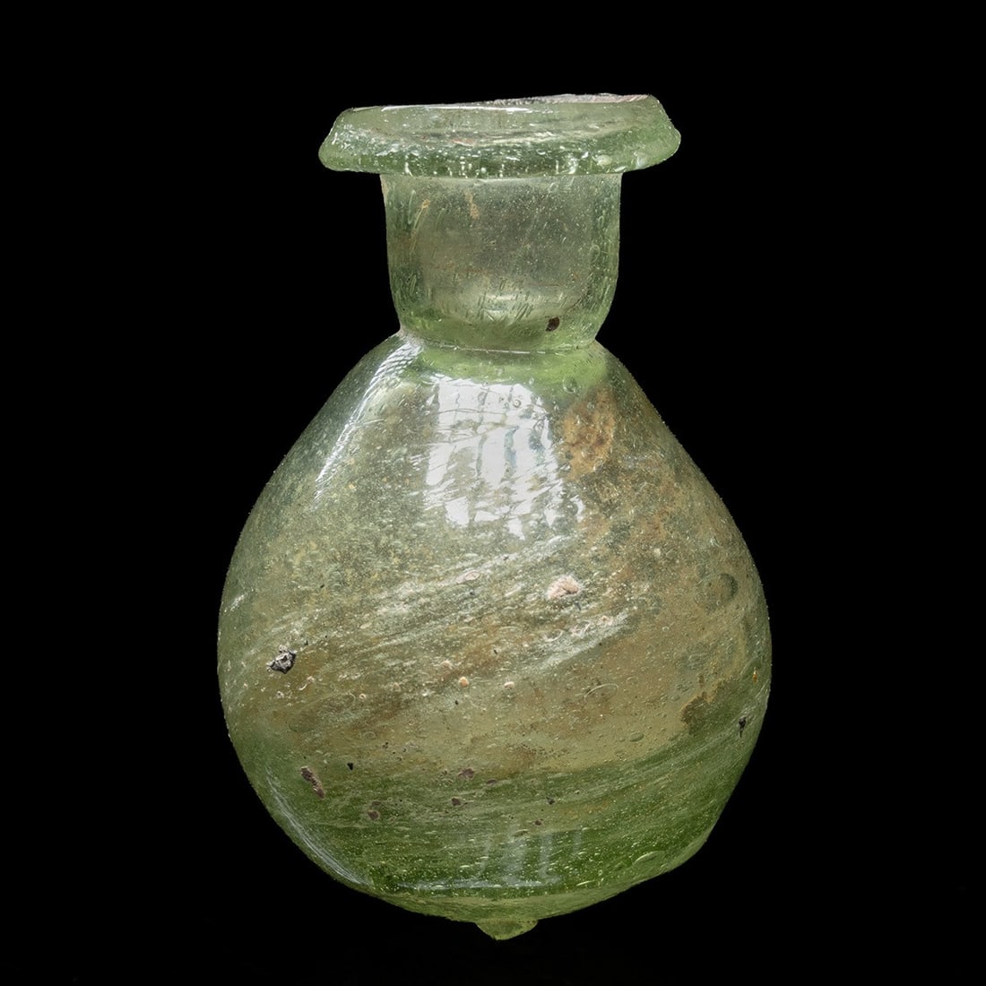 Roman Green Glass Unguentarium - Piriform Bottle with Flared Rim (1 of 3)