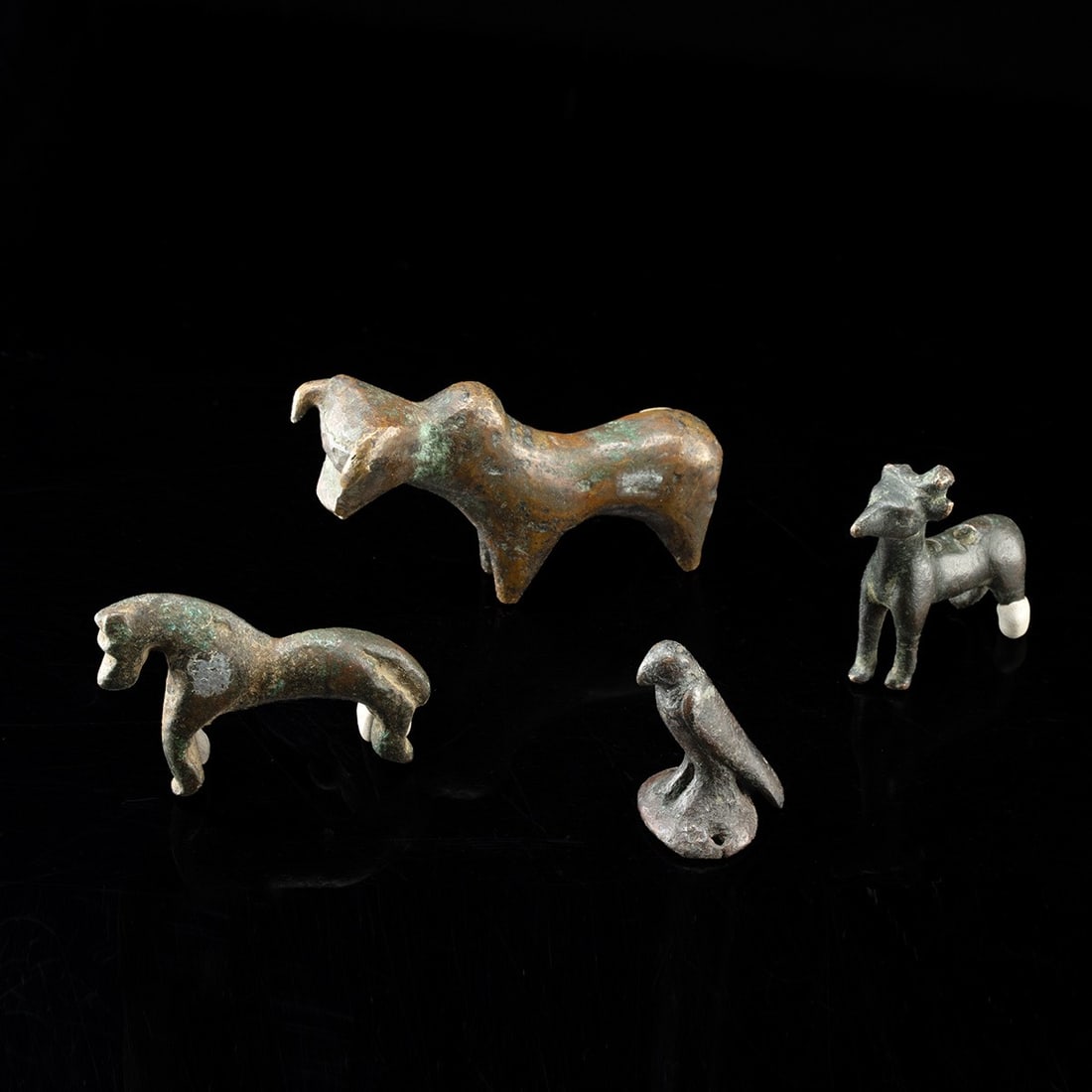 4 Luristan, Roman & Seljuk Metal Miniatures - Bull, Deer, Horse & Bird (1 of 2)