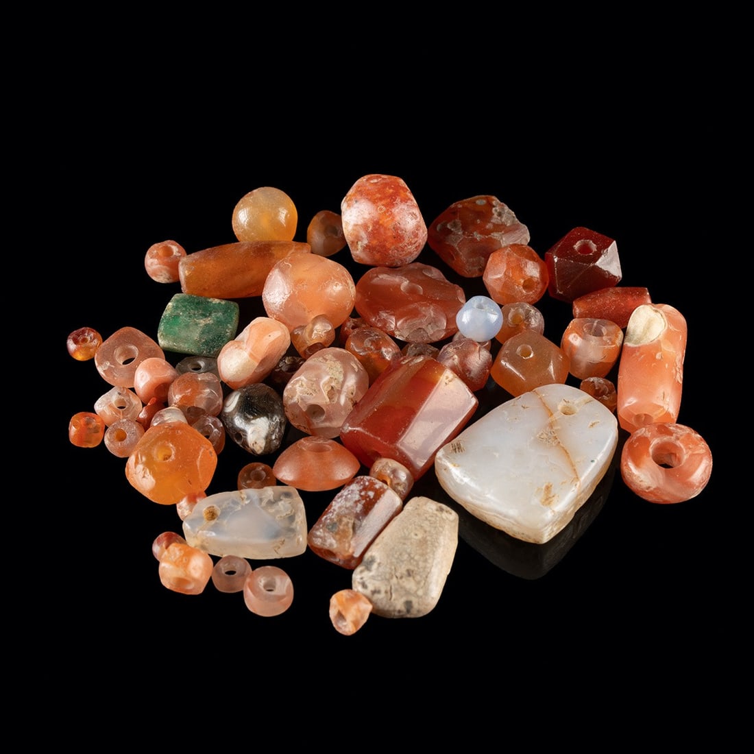 55 Carnelian, Agate, Stone, & Glass Beads - Ancient to Later (1 of 1)