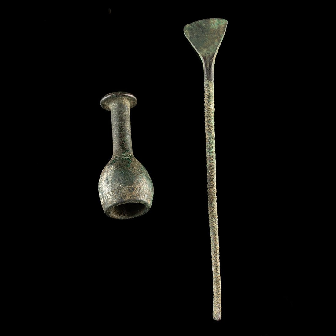 Luristan Bronze Finial & Roman Copper Alloy Spatula - Ancient Near East & Rome (1 of 3)