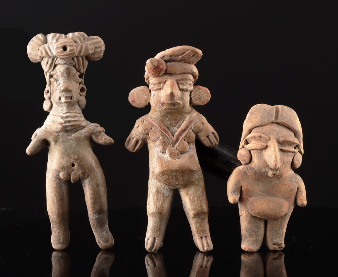 2 Michoacan & 1 Chupicuaro Pottery Standing Figures (1 of 2)