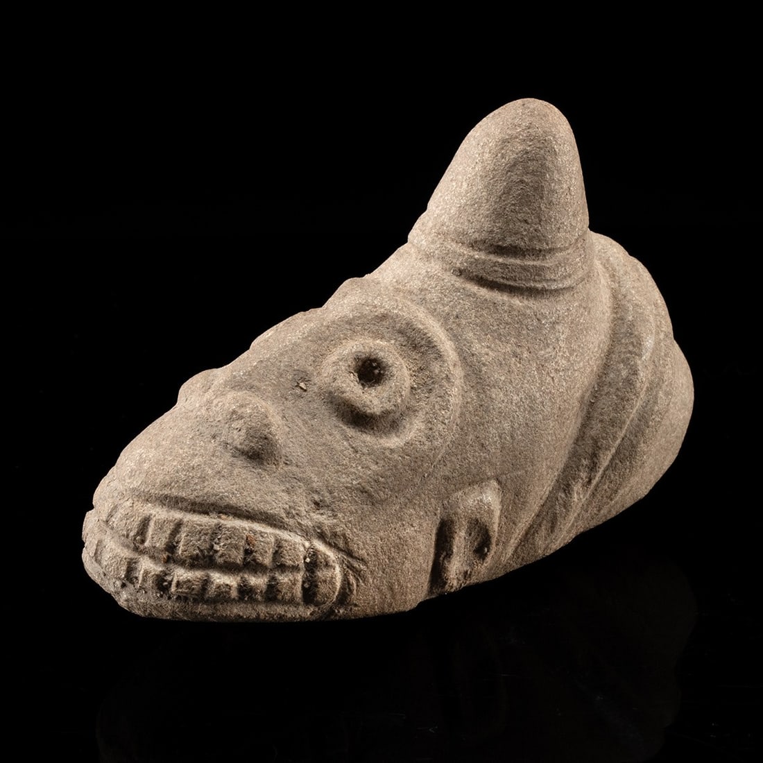 Taino Stone Zemi Head with Conical Crest, Miniature (1 of 3)