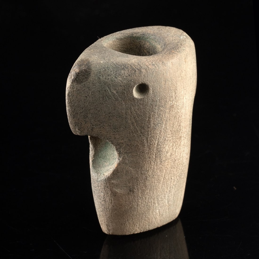 Mississippian Effigy Smoking Pipe | Bird/Human Head Form (1 of 3)