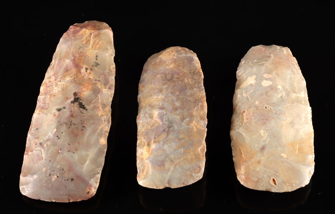Three Neolithic African Sahara Chert Stone Hand Axes (1 of 2)