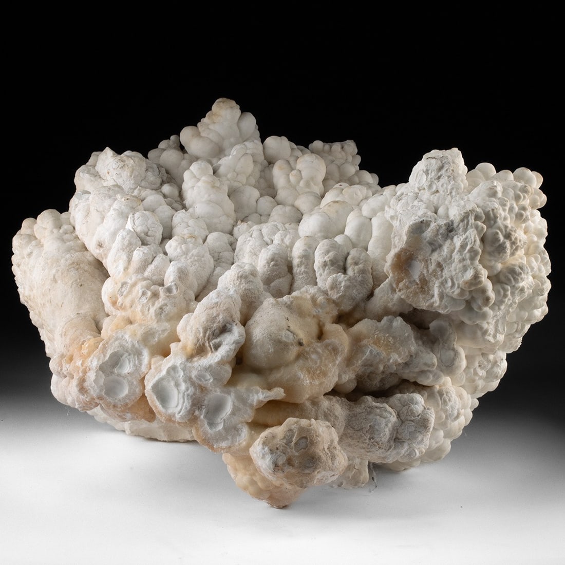 Large White Botryoidal Mineral Formation: Ca. 9974–5974 BCE. Mexico or Morocco, over 10,000 years old. Exceptional Large Botryoidal Aragonite/Calcite Specimen A visually commanding example of botryoidal mineral formation, this museum-sc