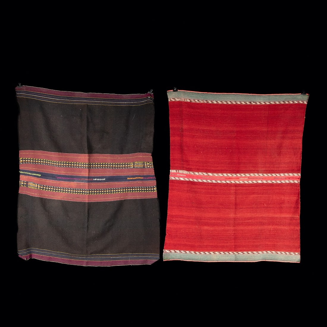 Bolivian Aymara Wool Shawls - Pair with Striped Bands (1 of 3)