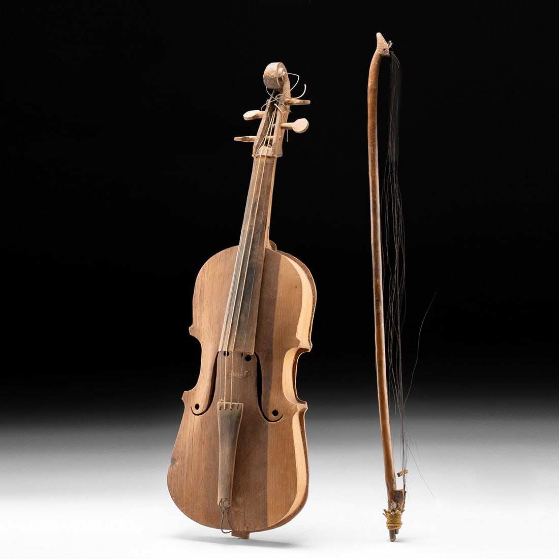 Mexican Indigenous Raramuri Wood Raberi Folk Violin & Bow (1 of 2)
