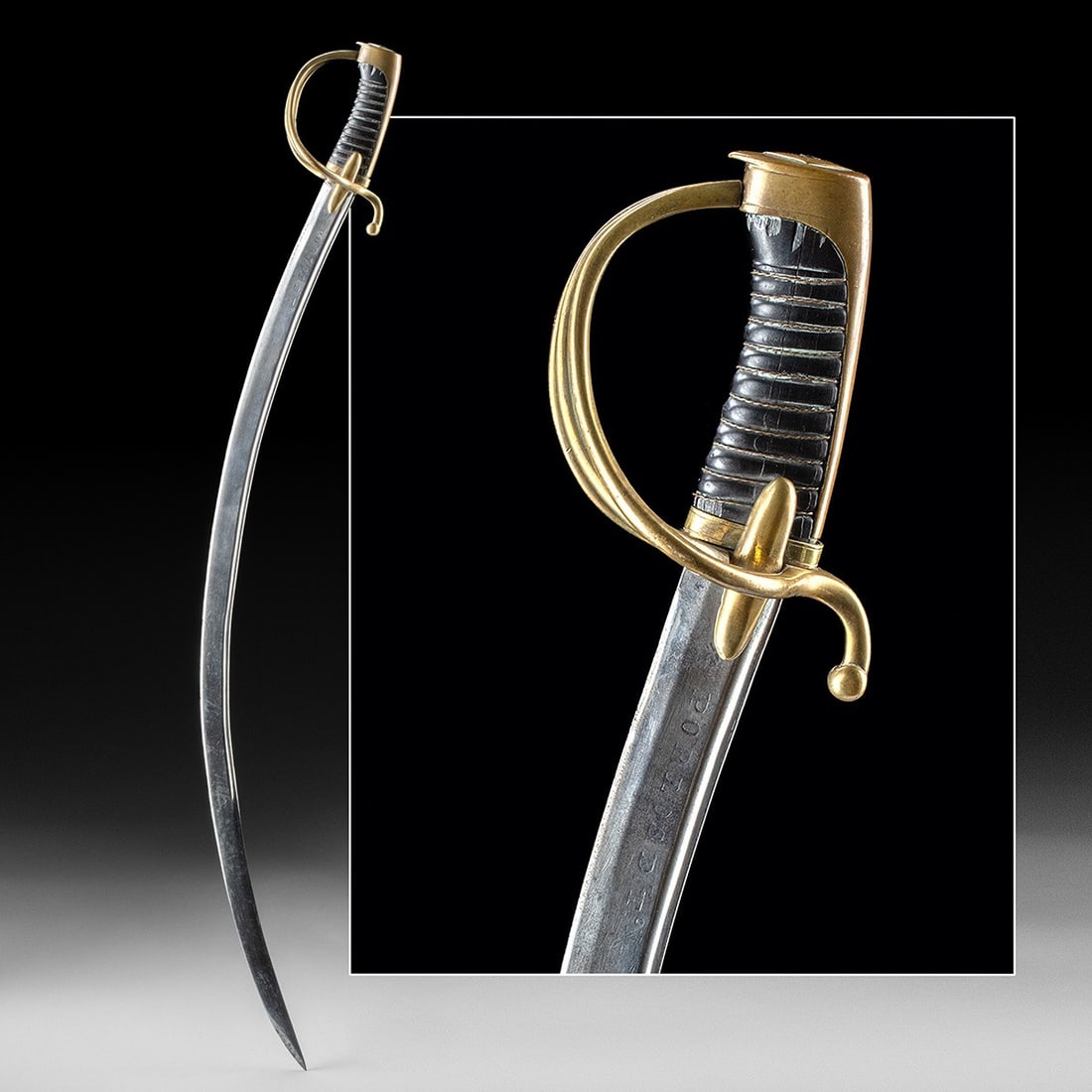 19th C. An XI Light Cavalry Saber - Napoleonic Hilt, Spanish Inscribed Blade (1 of 5)