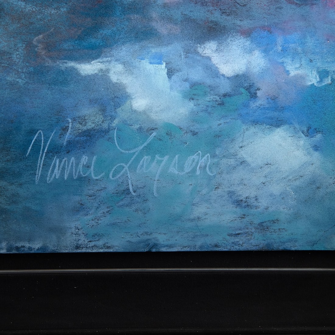 20th C. Vance Larson Pastel Painting - Abstraction in Blue and Teal (1 of 3)