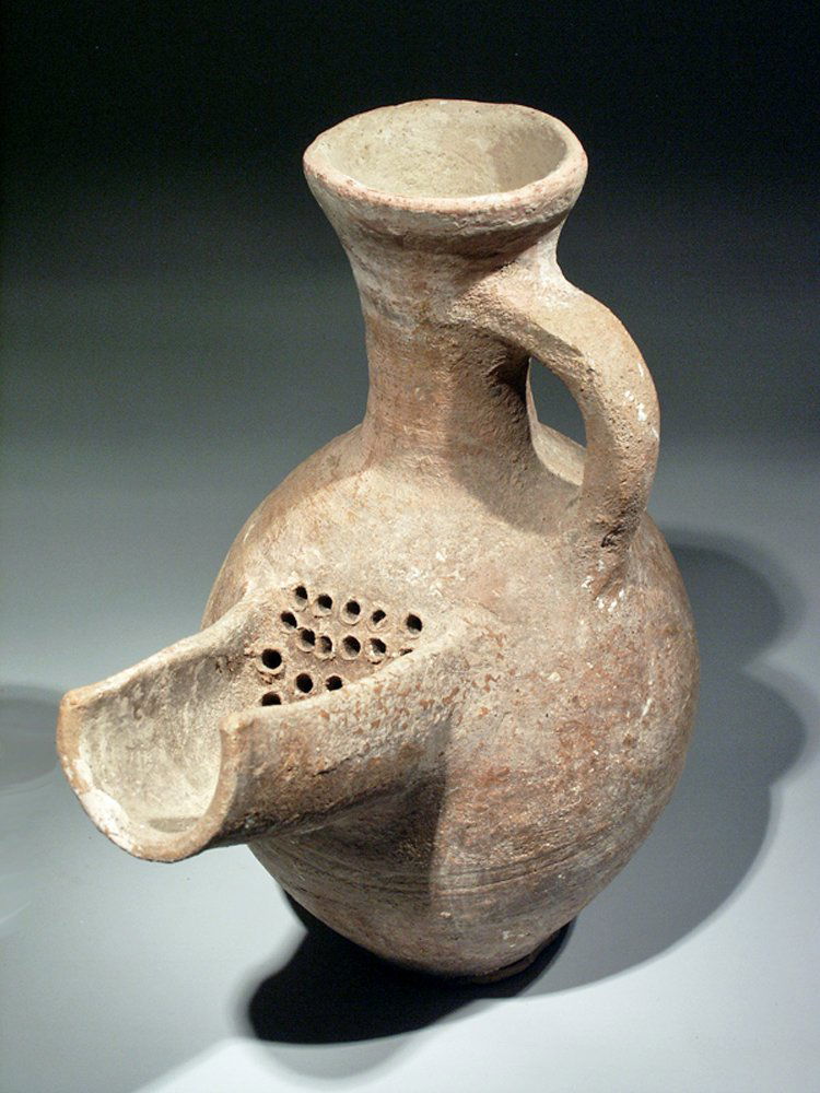 Holy Land Pottery Spouted Strainer Jug