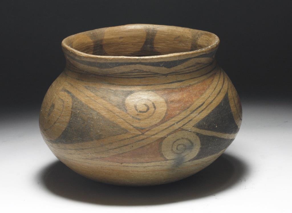 Casas Grandes Polychrome Vessel: Northern Mexico, ca. 1250-1475 CE. Pottery vessels of the Casas Grandes culture were hand built with impeccable skill. Take note of the remarkably thin walls and finely burnished surface. Beyond the b