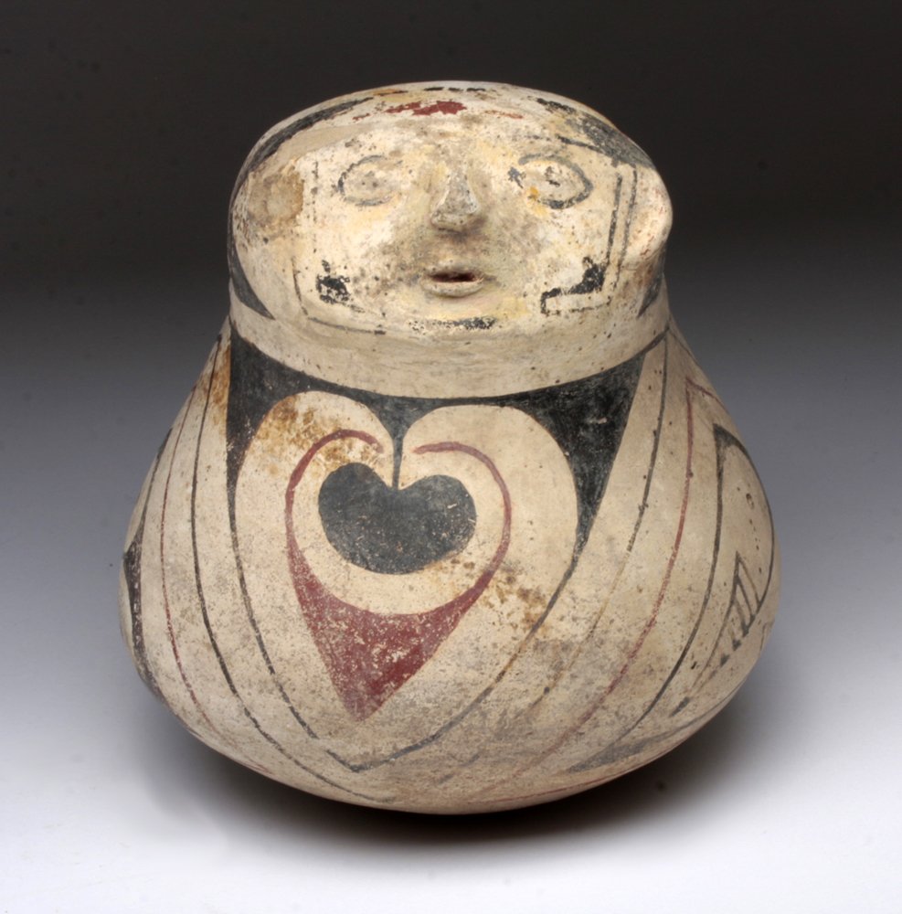 Casas Grandes Shaman Priest Effigy Pot: American Southwest and Northwestern Mexico, Casas Grandes, ca. 1250-1450 CE. The Casas Grandes culture is known for its impressive pottery. Indeed Casas Grandes ceramics are among the most accomplishe